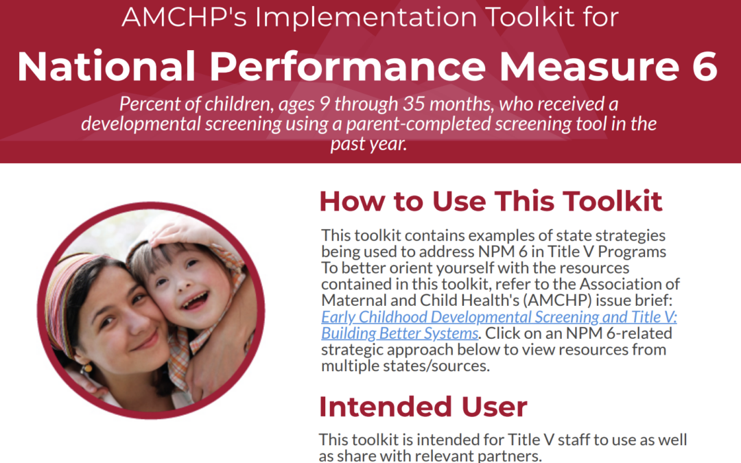 AMCHP’s Implementation Toolkit for National Performance Measure 6