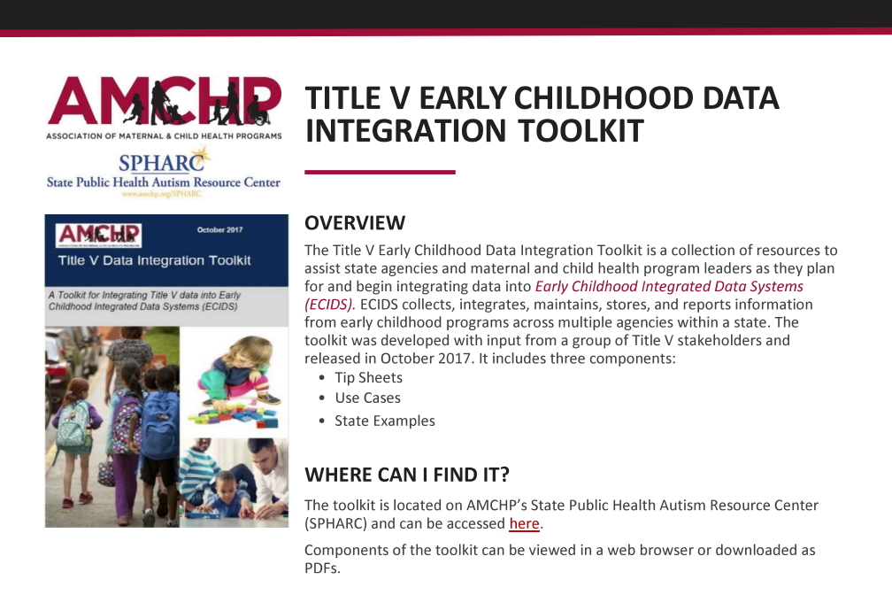 Title V Early Childhood Data Integration Toolkit: Factsheet